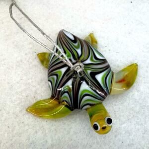 Glassdelights Ornament Sea Turtle Green Glass 2.5”